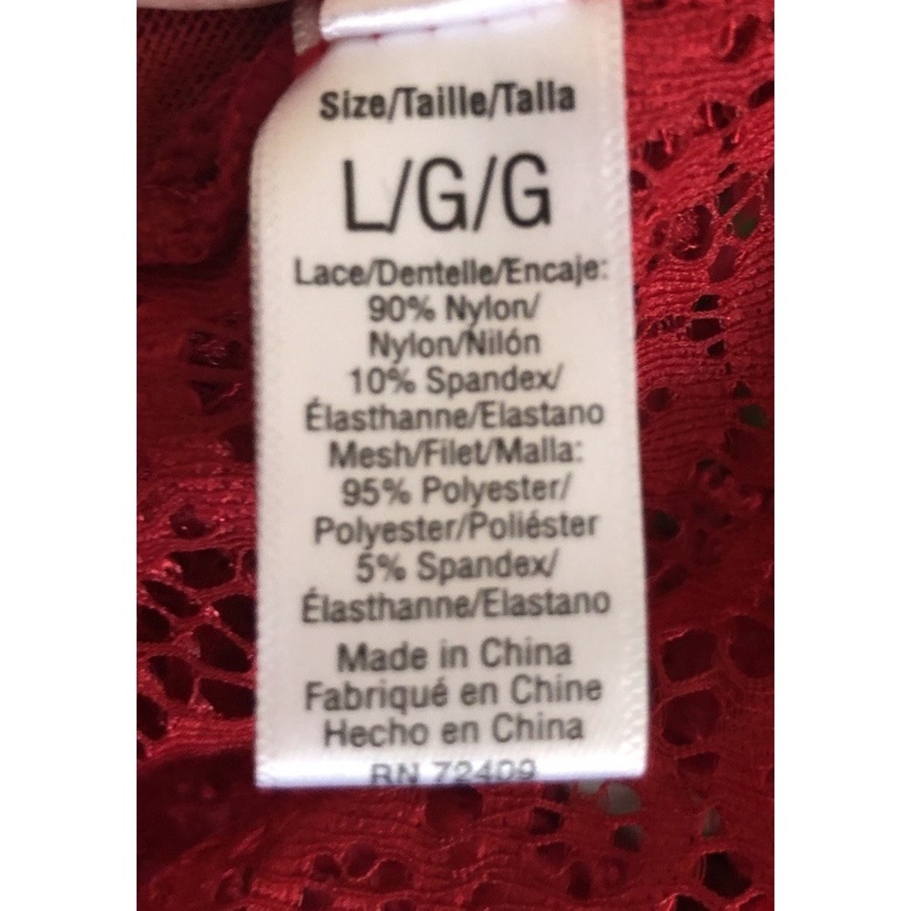 Lace Teddy Bodysuit Lingerie Babydoll Red Open Back Women's Large - Picture 10 of 10